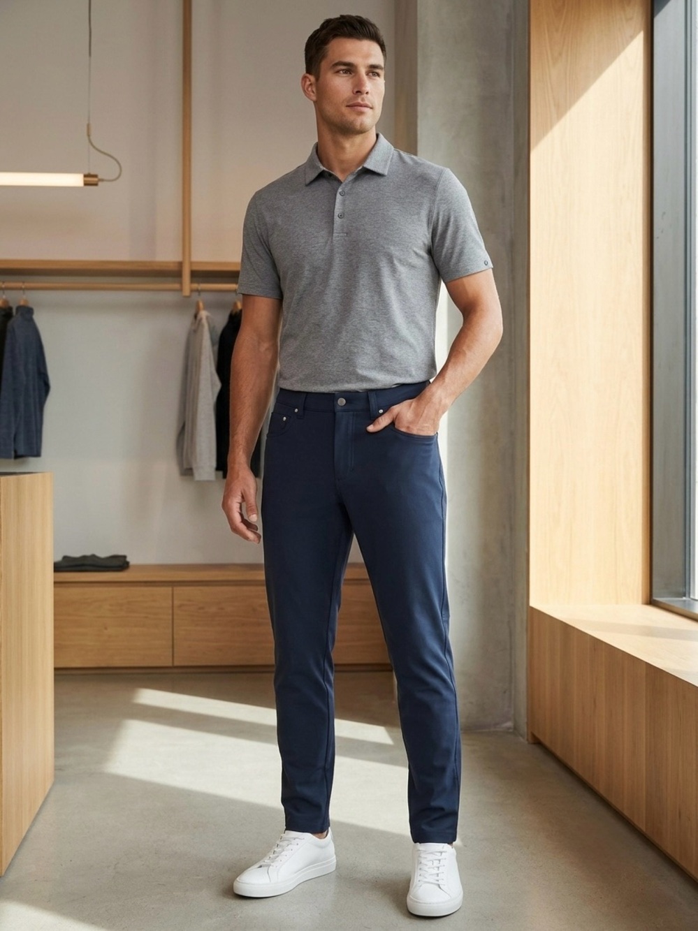 Lululemon ABC Classic Fit Pant 28 Men Navy Blue Trouser Casual Tech Stretch